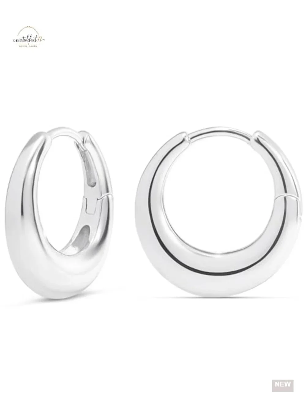 14K Gold Plated Small Chunky Hoop Earrings Lightweight Silver Hoops